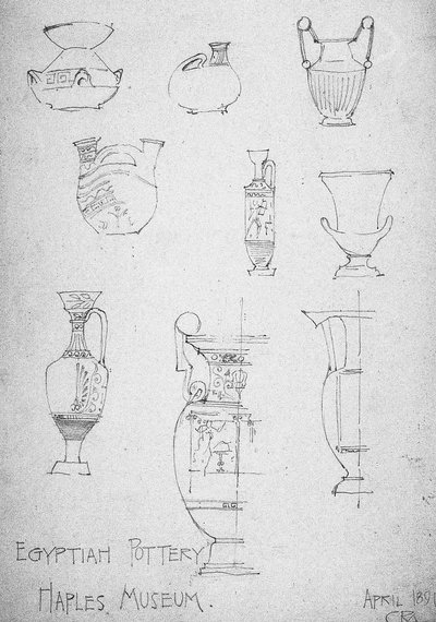Egyptisk keramikk, Napoli-museet, 1891 av Charles Rennie Mackintosh