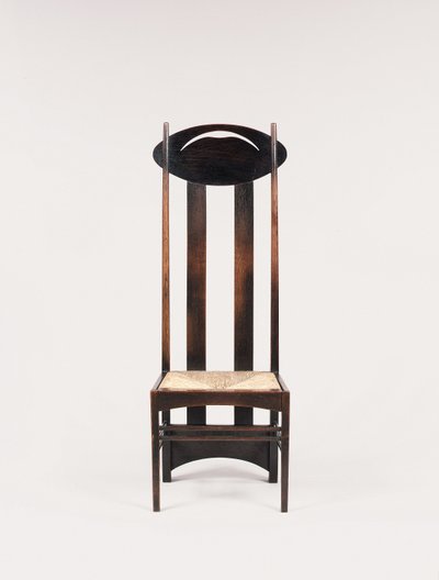 Høyrygget sidestol for Argyle Street Tea Rooms, Glasgow av Charles Rennie Mackintosh