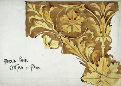 Intarsia Panel, Certosa di Pavia, 1891 (blyant og akvarell på papir) av Charles Rennie Mackintosh