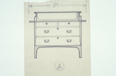 Stregtegning av møbler (et sett med malte paneler), ca. 1910 (blekk på papir) av Charles Rennie Mackintosh