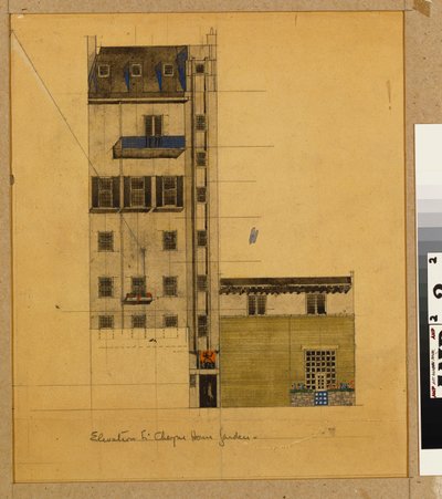 London, Elevation of Proposed Studio i Glebe Place og Upper Cheyne Walk av Charles Rennie Mackintosh