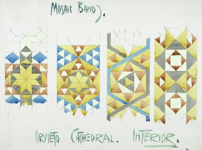 Mosaikkband, Orvieto-katedralen, interiør, 1891 (blyant og akvarell på papir) av Charles Rennie Mackintosh