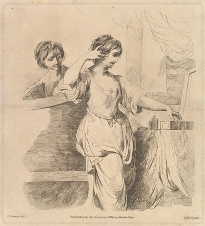 Kvinne på toalettet hennes, 1. mars 1780. av Charles Reuben Ryley