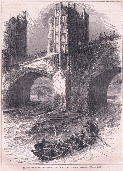 Flight of Queen Eleanor: scene ved London Bridge AD 1263 av Charles Ricketts