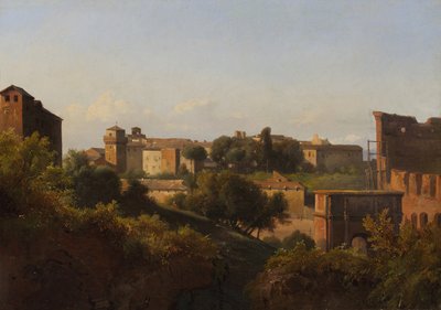 Utsikt over Colosseum og Konstantinbuen fra Palatinen, ca. 1822-24. av Charles Rémond
