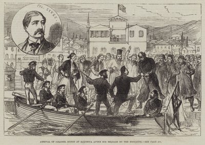Ankomst av oberst Synge til Salonica etter hans løslatelse av brigandene av Sir John Charles Robinson
