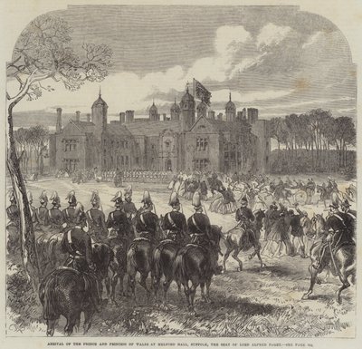 Ankomst av prinsen og prinsessen av Wales til Melford Hall, Suffolk, setet til Lord Alfred Paget av Sir John Charles Robinson