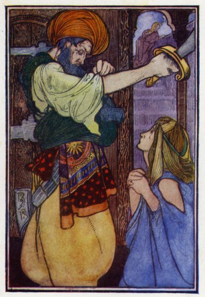 Blått skjegg (farge litho) av Charles Robinson