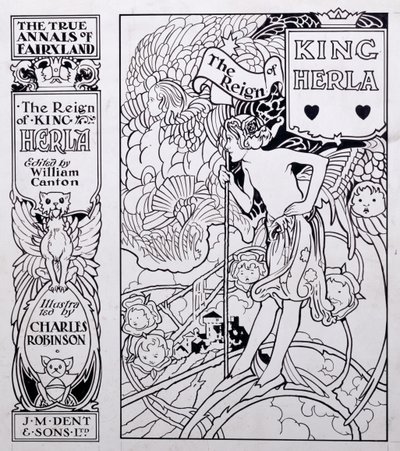 Forsideillustrasjon for The True Annals of Fairyland, The Reign of King Herla, redigert av William Canton, utgitt 1900 av Charles Robinson