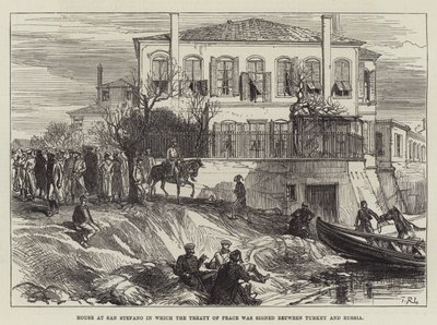 Hus i San Stefano der fredstraktaten ble undertegnet mellom Tyrkia og Russland av Sir John Charles Robinson