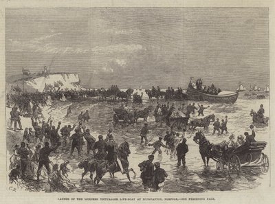 Lansering av Licensed Victualler Life-Boat i Hunstanton, Norfolk av Sir John Charles Robinson
