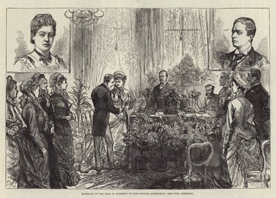 Ekteskap av jarlen av Rosebery med frøken Hannah Rothschild, den sivile seremonien av Sir John Charles Robinson