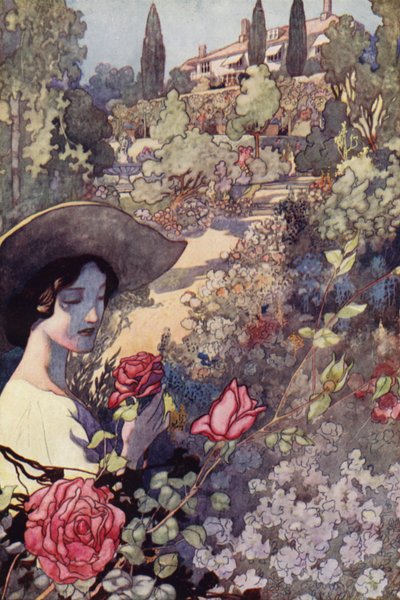 Vår sentimentale hage: Sommer (farge litho) av Charles Robinson