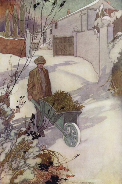 Vår sentimentale hage: Vinter (litho-farge) av Charles Robinson