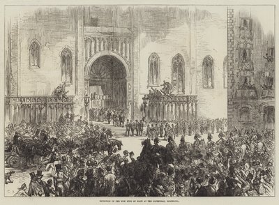 Mottakelse av den nye kongen av Spania ved katedralen, Barcelona av Sir John Charles Robinson