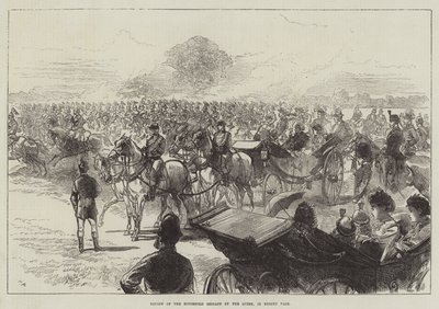 Gjennomgang av husholdningsbrigaden av dronningen, i Bushey Park av Sir John Charles Robinson