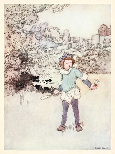 "This fair child of mine" frontispice fra "A Revival - When Forty Winters Shall Besiege Thy Brow" i The Songs and Sonnets of William Shakespeare av Charles Robinson