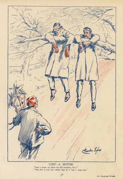 Tapt – en motor (fargelitografi) av Charles Robinson Sykes