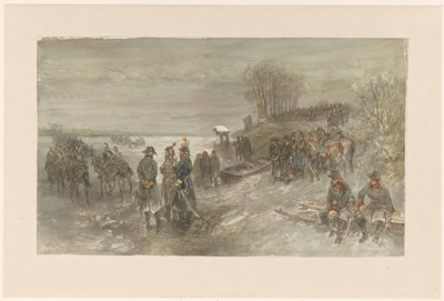 Franske tropper krysser en frossen elv av Charles Rochussen