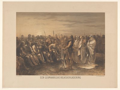 Germanic People's Meeting A Germanic People's Meeting (tittel på objekt) Serie med tjuefire patriotiske historieplater, for skole og hus (serietittel) av Charles Rochussen