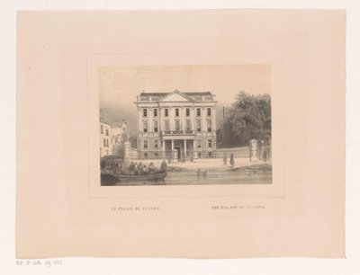 Utsikt over Justispalasset i Rotterdam Le palais de justice / Rettferdighetens palass (tittel på objekt) Vues et monuments de la ville de Rotterdam / Utsikt og monumenter av byen Rotterdam (serietittel) av Charles Rochussen