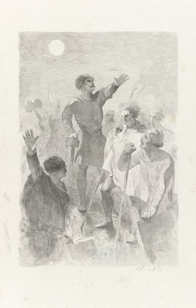 Wilfried omringet av sine krigere av Charles Rochussen