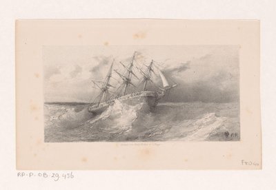 Seilskute i storm på havet av Charles Rochussen