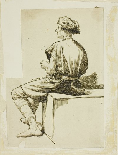 Sittende mann i tunika av Charles Samuel Keene