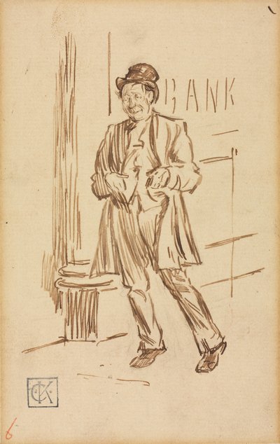 Studie av en beruset mann som passerer en bank av Charles Samuel Keene