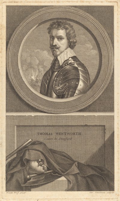 Thomas Wentworth, Comte de Strafford av Charles Simonneau after Adriaen van der Werff after Sir Anthony van Dyck