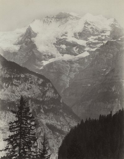 Jungfrau, Utsikt fra Mürren, Sveits, ca. 1860-årene. av Charles Soulier