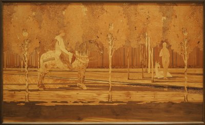The Lady and the Unicorn 1925 (Eik og intarsia av forskjellig tre) av Charles Spindler