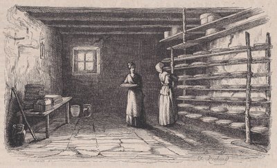 En ostefabrikk, fra Magasin Pittoresque, ca. 1852. av Charles Tamisier