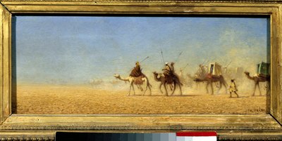 Caravan krysser ørkenen. Maleri av Charles Theodore Frere dit Bey Frere (1814-1888) av Charles Theodore  Frere