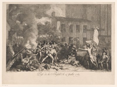 Beststorming van de Bastille, 14. juli 1789 Storming of the Bastille, 14. juli 1789 (tittel på objekt) av Charles Thevenin