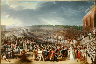 Fransk revolusjon: "" forbundsfesten 14. juli 1790 på Champ de Mars"" Maleri av Charles Thevenin (1764-1838) 1790 Søn. 1,27x1,83 m Paris, Musee Carnavalet av Charles Thevenin