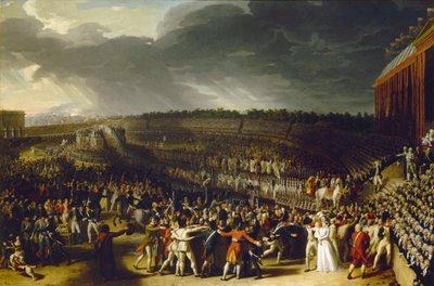 Federasjonens festival på Champ de Mars 14. juli 1790, 1792. av Charles Thevenin