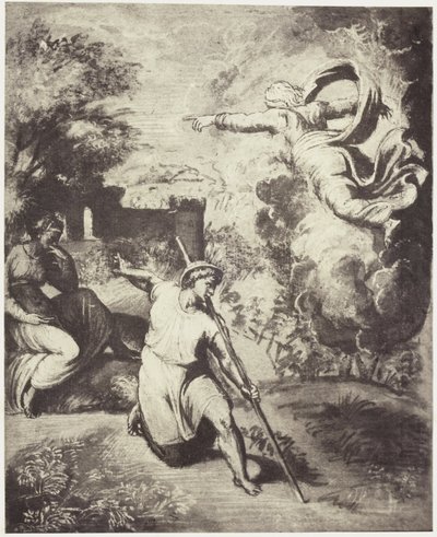 Fotoreproduksjon av en tegning av Raphael, utvisning av Adam og Eva fra paradis av Charles Thurston Thompson