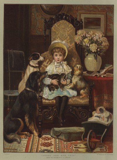 Doddy og kjæledyrene hennes (chromolitho) av Charles Trevor Garland