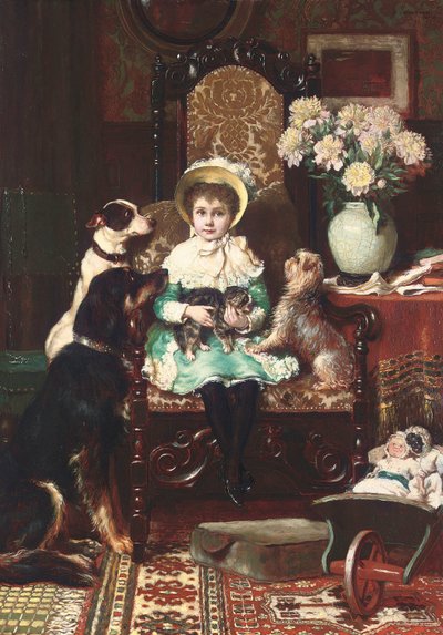 Doddy og kjæledyrene hennes, 1883 av Charles Trevor Garland