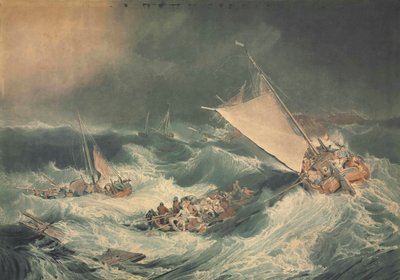 Et forlis med båter som prøver å redde mannskapet av Charles Turner