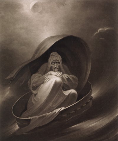 En heks som seiler til Aleppo i en sil, 1. desember 1807. av Charles Turner