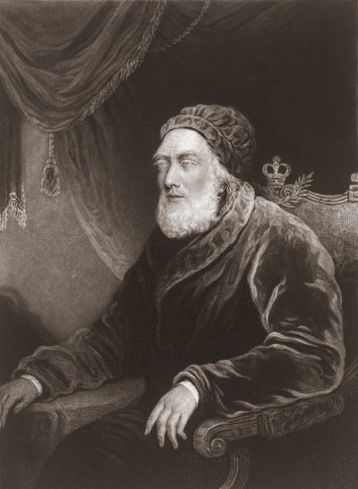 Kong George III i alderdommen. Portrett. (skrive ut) av Charles Turner