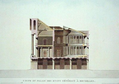 Tverrsnitt av Palais des Etats Generaux, Brussel, fra 