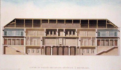 Tverrsnitt av Palais des Etats Generaux, Brussel, fra 