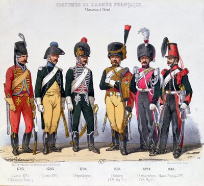 Kostymer til franske kavalerister fra 1743 til 1840 av Charles Vernier