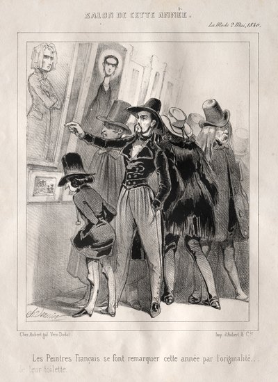 De franske malerne skiller seg ut i år for originaliteten til toalettet sitt, 1840. av Charles Vernier