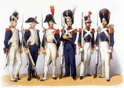 Uniformer av den franske hæren, nasjonalgarden (infanteri) 1700-tallet, gravering av Charles Vernier (1831-1887) av Charles Vernier