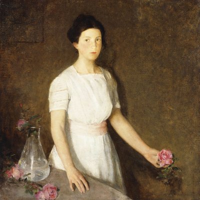 Jente med rød rose av Charles Webster Hawthorne