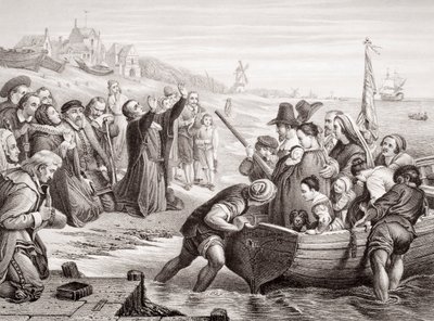 Pilegrimsfedrenes avgang fra Delft Haven i juli 1620, fra 